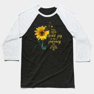 Christian Cross Sunflower God Quotes Baseball T-Shirt